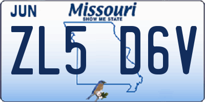 MO license plate ZL5D6V