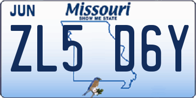 MO license plate ZL5D6Y