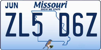 MO license plate ZL5D6Z