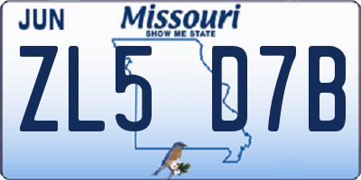 MO license plate ZL5D7B