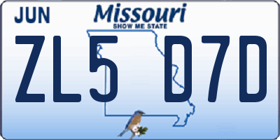 MO license plate ZL5D7D