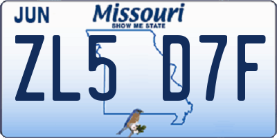 MO license plate ZL5D7F