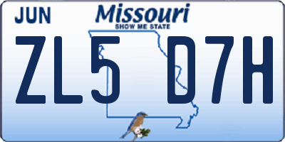 MO license plate ZL5D7H
