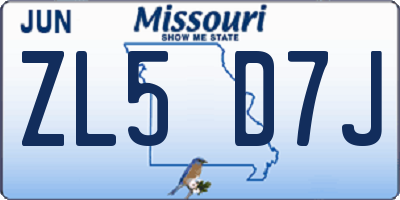 MO license plate ZL5D7J