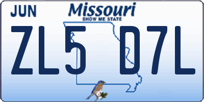 MO license plate ZL5D7L