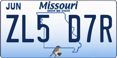 MO license plate ZL5D7R
