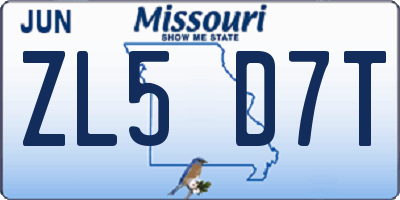 MO license plate ZL5D7T