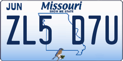 MO license plate ZL5D7U