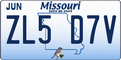 MO license plate ZL5D7V