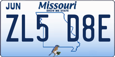 MO license plate ZL5D8E