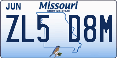MO license plate ZL5D8M