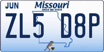 MO license plate ZL5D8P