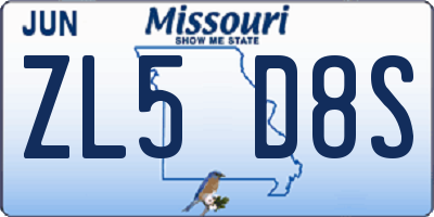MO license plate ZL5D8S