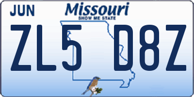 MO license plate ZL5D8Z