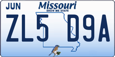 MO license plate ZL5D9A