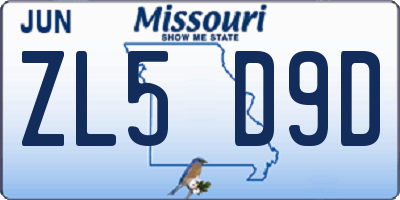MO license plate ZL5D9D