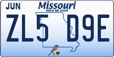 MO license plate ZL5D9E