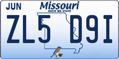 MO license plate ZL5D9I
