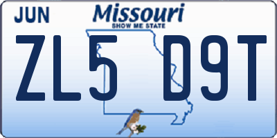 MO license plate ZL5D9T