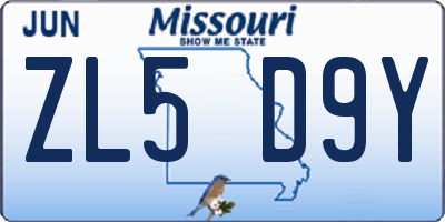 MO license plate ZL5D9Y