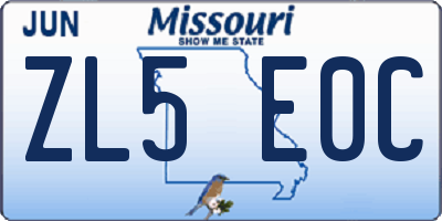 MO license plate ZL5E0C