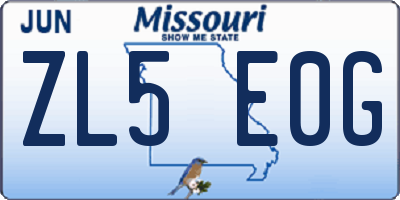 MO license plate ZL5E0G