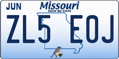 MO license plate ZL5E0J