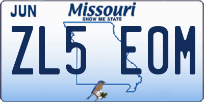 MO license plate ZL5E0M