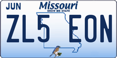 MO license plate ZL5E0N
