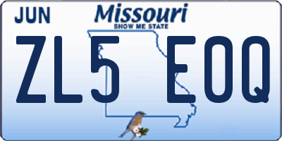 MO license plate ZL5E0Q