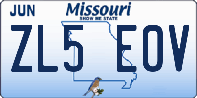 MO license plate ZL5E0V