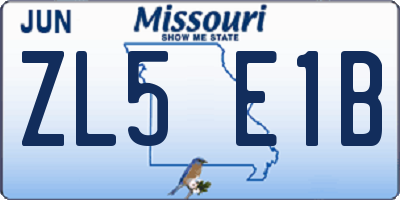 MO license plate ZL5E1B