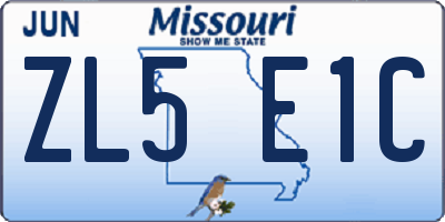 MO license plate ZL5E1C