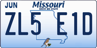 MO license plate ZL5E1D