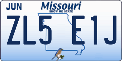 MO license plate ZL5E1J