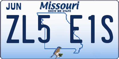 MO license plate ZL5E1S