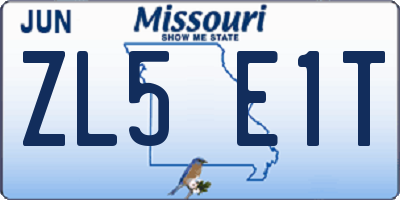 MO license plate ZL5E1T