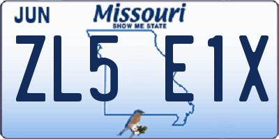 MO license plate ZL5E1X