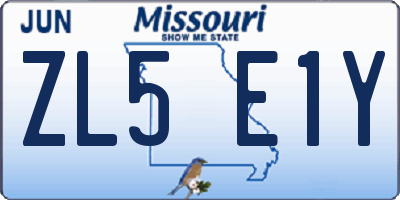 MO license plate ZL5E1Y