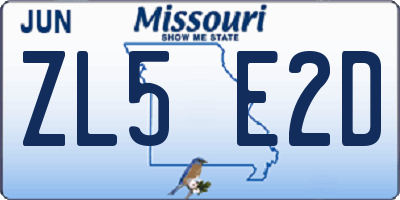 MO license plate ZL5E2D