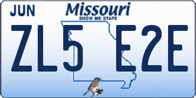 MO license plate ZL5E2E