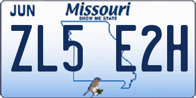 MO license plate ZL5E2H