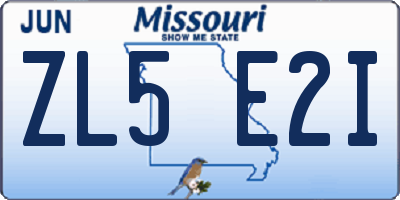 MO license plate ZL5E2I