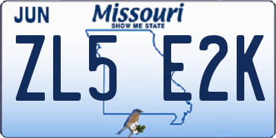 MO license plate ZL5E2K