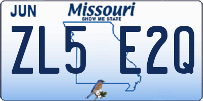 MO license plate ZL5E2Q