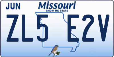 MO license plate ZL5E2V