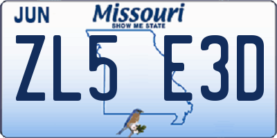 MO license plate ZL5E3D