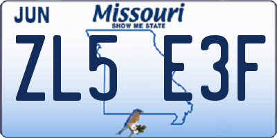 MO license plate ZL5E3F