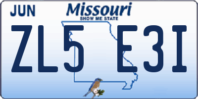 MO license plate ZL5E3I