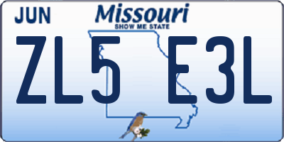 MO license plate ZL5E3L